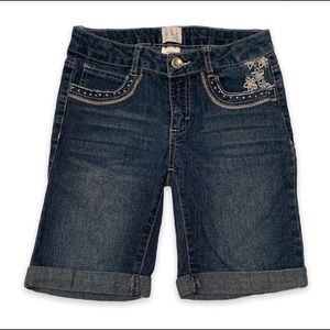CRB Girl Knee Length Blue Denim Shorts